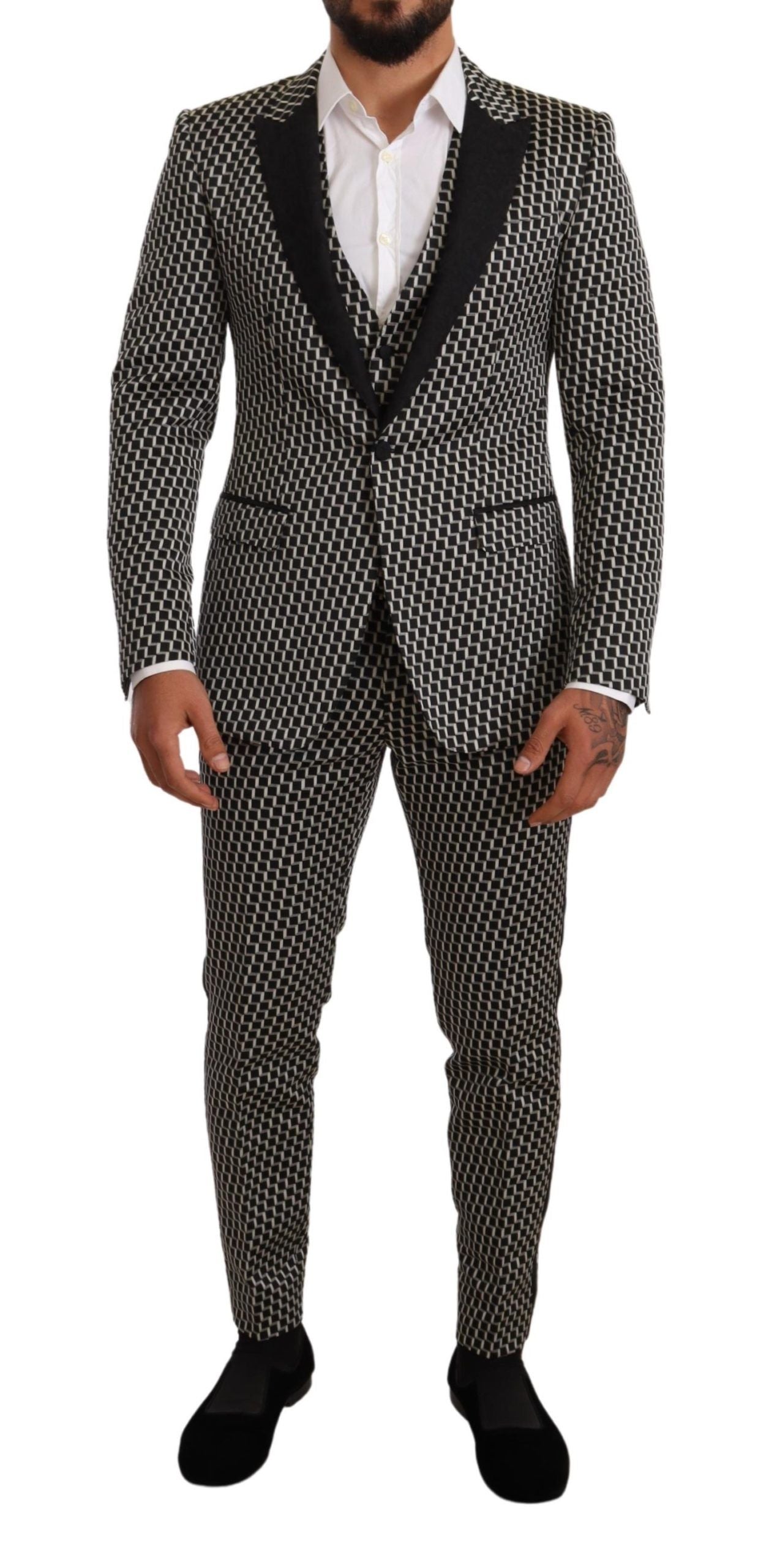 Dolce &amp; Gabbana Elegant three-piece suit Martini Black Check