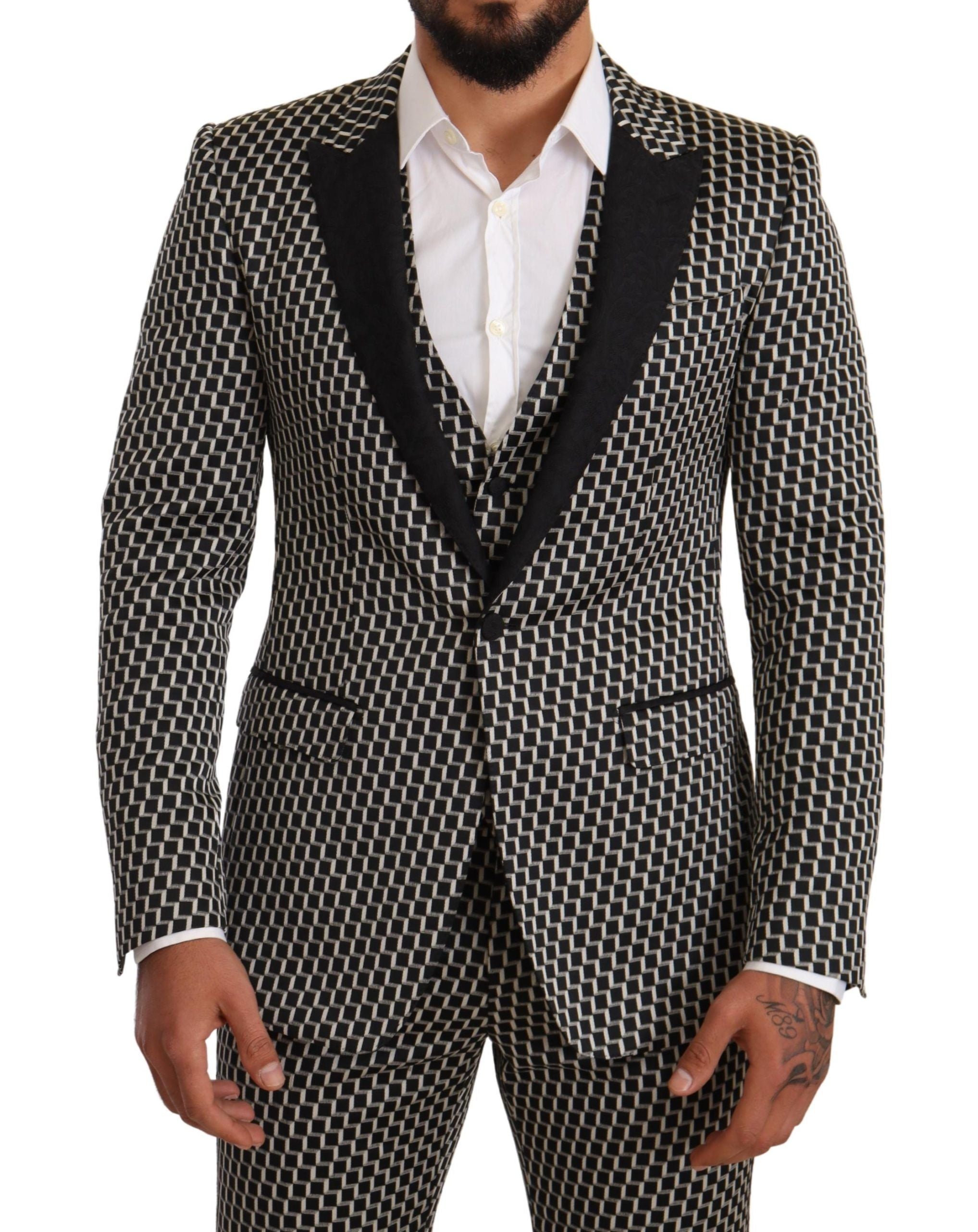 Dolce &amp; Gabbana Elegant three-piece suit Martini Black Check