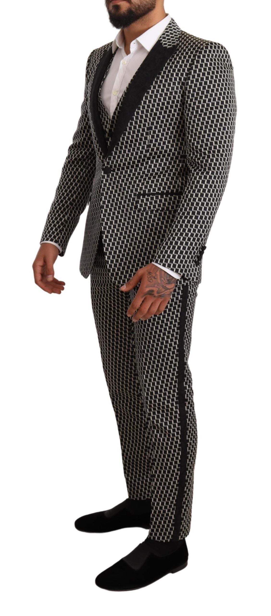 Dolce &amp; Gabbana Elegant three-piece suit Martini Black Check