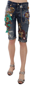 Load image into Gallery viewer, Dolce & Gabbana Elegante knielange verschönerte Denim-Shorts
