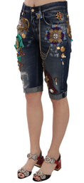 Load image into Gallery viewer, Dolce & Gabbana Elegante knielange verschönerte Denim-Shorts
