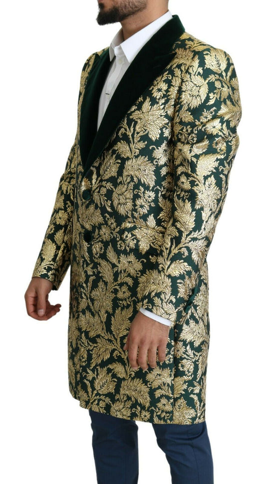 Dolce & Gabbana Elegante goldgrüne Jacquard-Jacke Sicilia