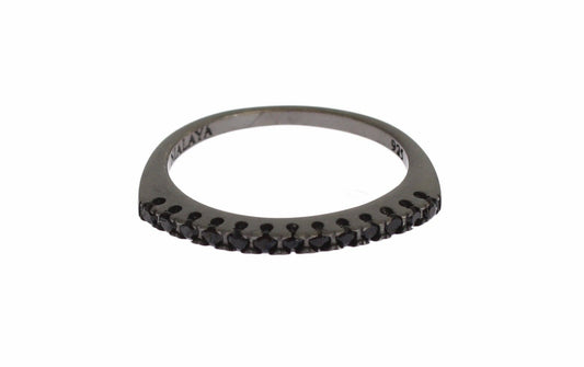 Nialaya Eleganter Ring mit schwarzem Kristall aus Sterlingsilber