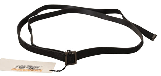 Costume National Chic black leather belt with metal buckle