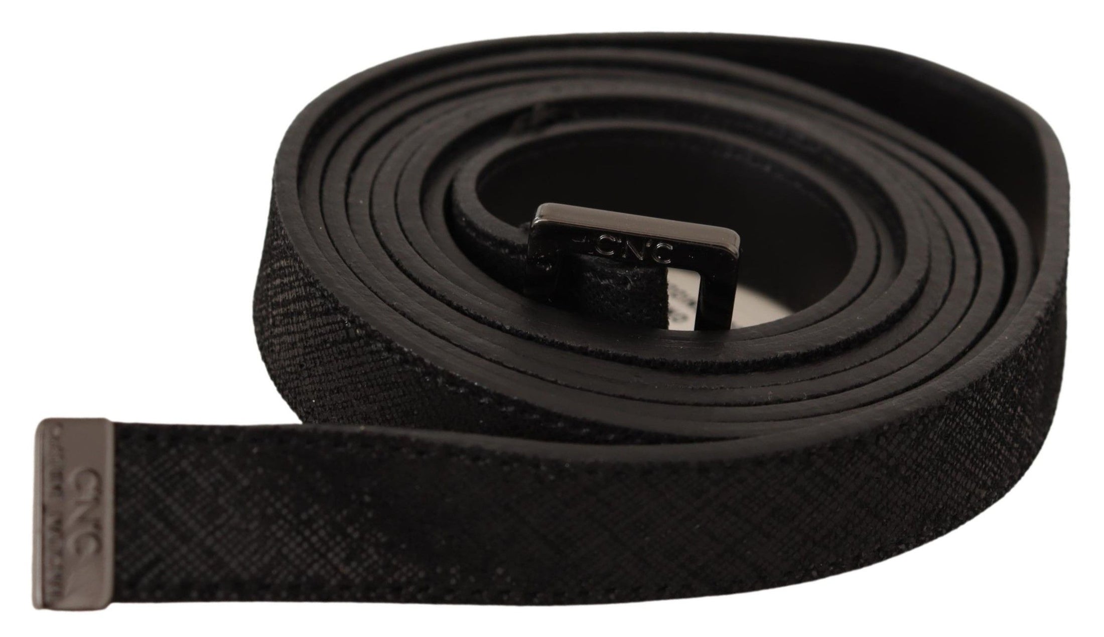 Costume National Chic black leather belt with metal buckle