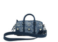 Bild in Galerie-Betrachter laden, MCM Boston Mini Blue Vintage Jacquard Logo Fabric Satchel Crossbody Handtasche
