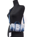 Bild in Galerie-Betrachter laden, MCM Boston Mini Blue Vintage Jacquard Logo Fabric Satchel Crossbody Handtasche
