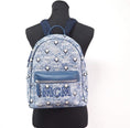 Bild in Galerie-Betrachter laden, MCM Stark Klein Blau Vintage Jacquard Monogramm Logo Stoff Rucksack Büchertasche
