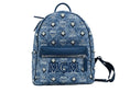 Bild in Galerie-Betrachter laden, MCM Stark Klein Blau Vintage Jacquard Monogramm Logo Stoff Rucksack Büchertasche
