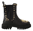 Load image into Gallery viewer, Dolce & Gabbana Nietenbesetzte Leder-Kampfstiefel mit Stickerei
