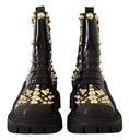 Load image into Gallery viewer, Dolce & Gabbana Nietenbesetzte Leder-Kampfstiefel mit Stickerei
