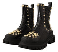 Load image into Gallery viewer, Dolce & Gabbana Nietenbesetzte Leder-Kampfstiefel mit Stickerei
