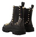 Load image into Gallery viewer, Dolce & Gabbana Nietenbesetzte Leder-Kampfstiefel mit Stickerei
