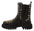 Load image into Gallery viewer, Dolce & Gabbana Nietenbesetzte Leder-Kampfstiefel mit Stickerei
