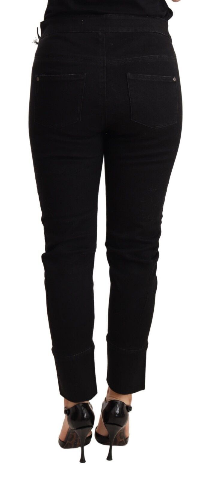 Ermanno Scervino Schicke Skinny-Hose aus schwarzer Baumwolle mit niedriger Taille