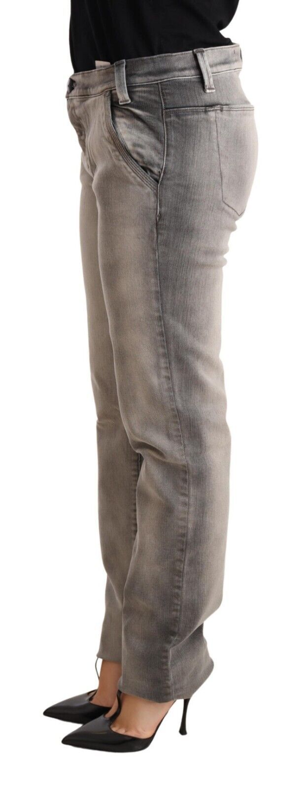 Ermanno Scervino Schicke graue gewaschene Skinny Jeans mit niedriger Taille