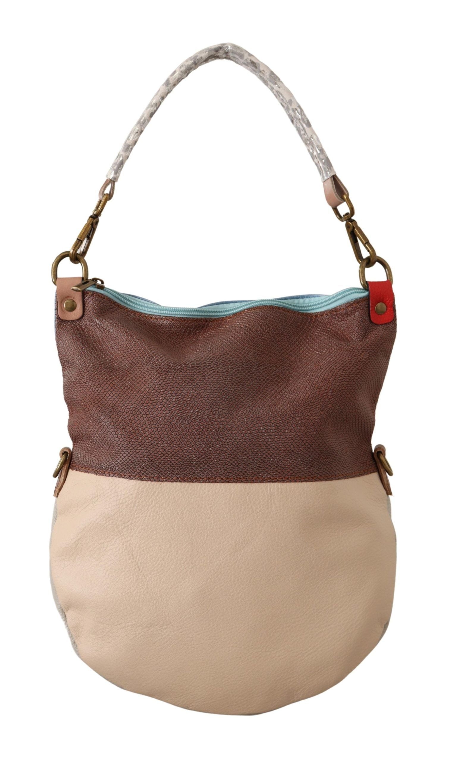 EBARRITO Chic multicolored leather bag with gold accents