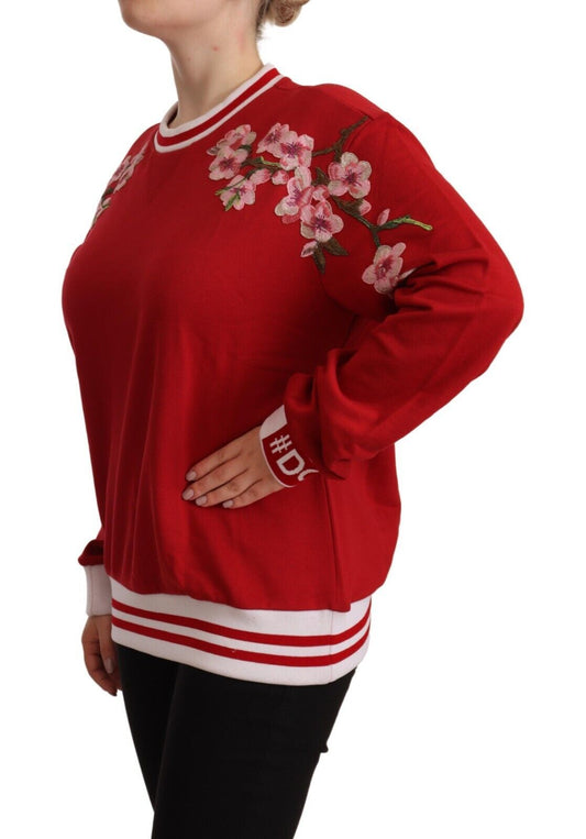 Dolce &amp; Gabbana Elegant red turtleneck sweater with floral motif