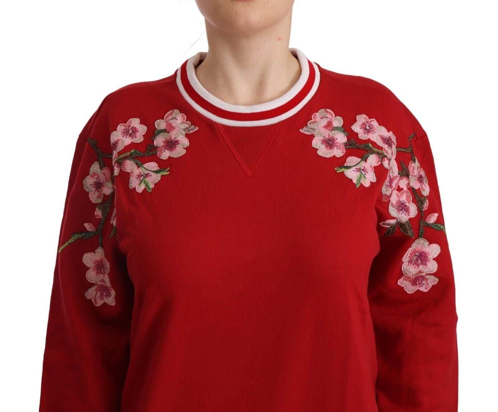 Dolce &amp; Gabbana Elegant red turtleneck sweater with floral motif