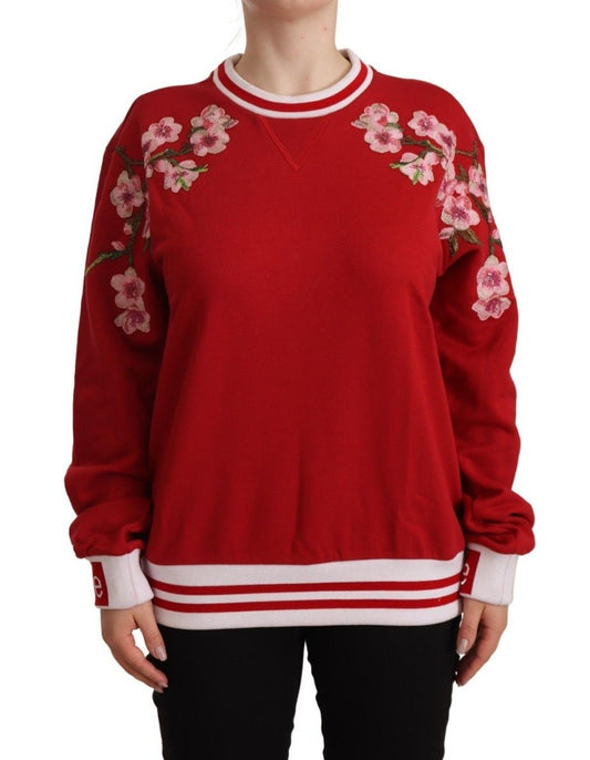 Dolce &amp; Gabbana Elegant red turtleneck sweater with floral motif