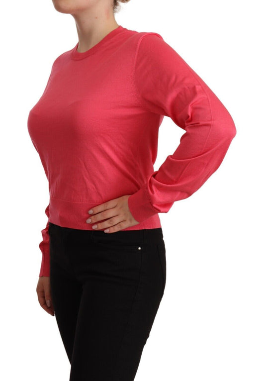 Dolce &amp; Gabbana Elegant pink silk crew neck sweater