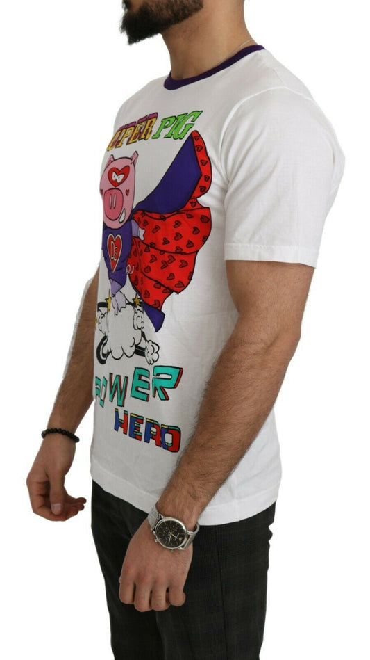 Dolce &amp; Gabbana Chic white cotton pig print T-shirt