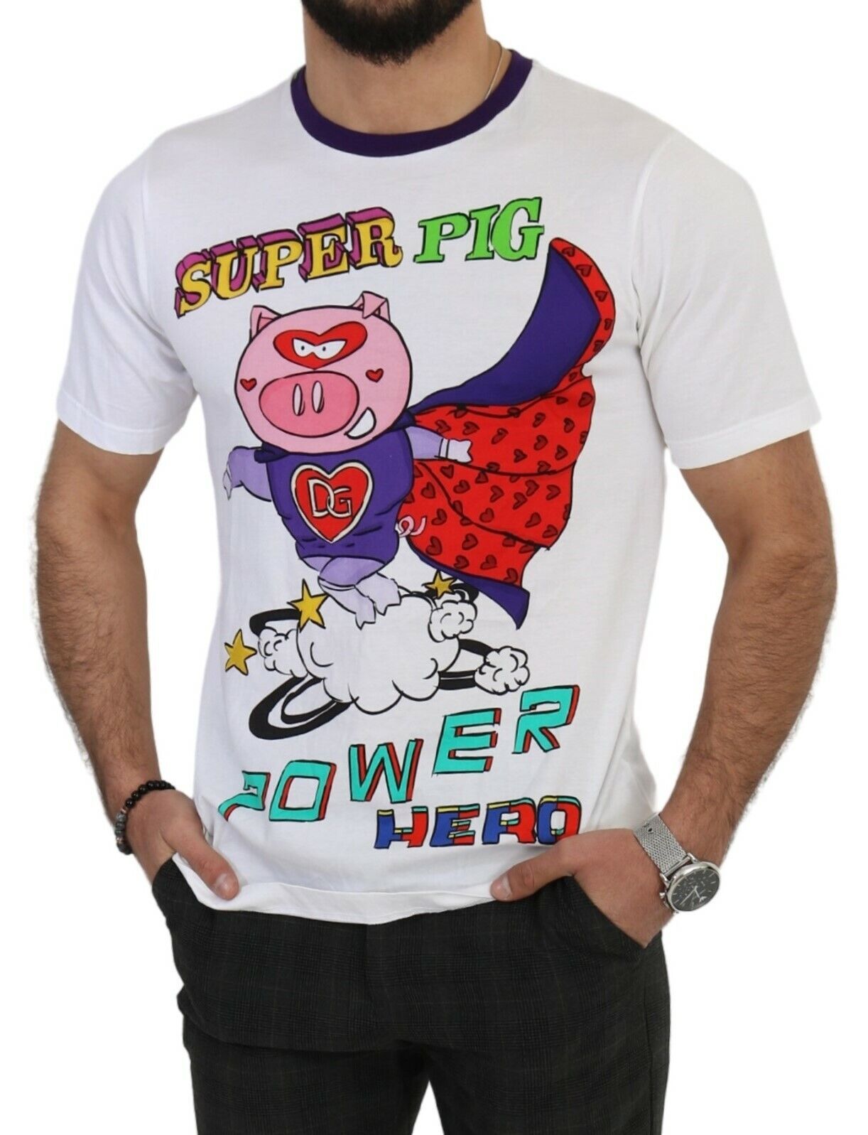 Dolce &amp; Gabbana Chic white cotton pig print T-shirt