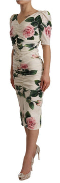 Load image into Gallery viewer, Dolce & Gabbana Elegant white sheath dress with floral pattern
