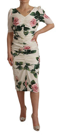 Load image into Gallery viewer, Dolce & Gabbana Elegant white sheath dress with floral pattern
