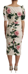 Load image into Gallery viewer, Dolce & Gabbana Elegant white sheath dress with floral pattern
