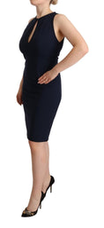 Load image into Gallery viewer, John Galliano knee-length sleeveless sheath dress in navy
