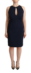 Load image into Gallery viewer, John Galliano knee-length sleeveless sheath dress in navy
