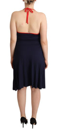 Load image into Gallery viewer, Roccobarocco Navy blue cotton midi halter dress
