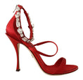 Load image into Gallery viewer, Dolce & Gabbana Rote Sandalen mit kristallbesetztem Absatz
