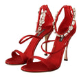 Load image into Gallery viewer, Dolce & Gabbana Rote Sandalen mit kristallbesetztem Absatz
