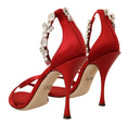 Load image into Gallery viewer, Dolce & Gabbana Rote Sandalen mit kristallbesetztem Absatz
