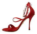 Load image into Gallery viewer, Dolce & Gabbana Rote Sandalen mit kristallbesetztem Absatz
