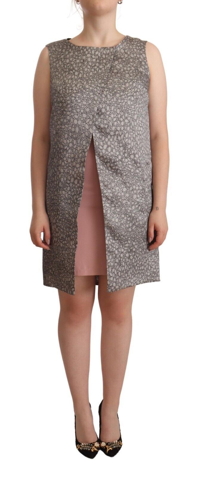 Comeforbreakfast Elegant silk shift dress in sophisticated gray