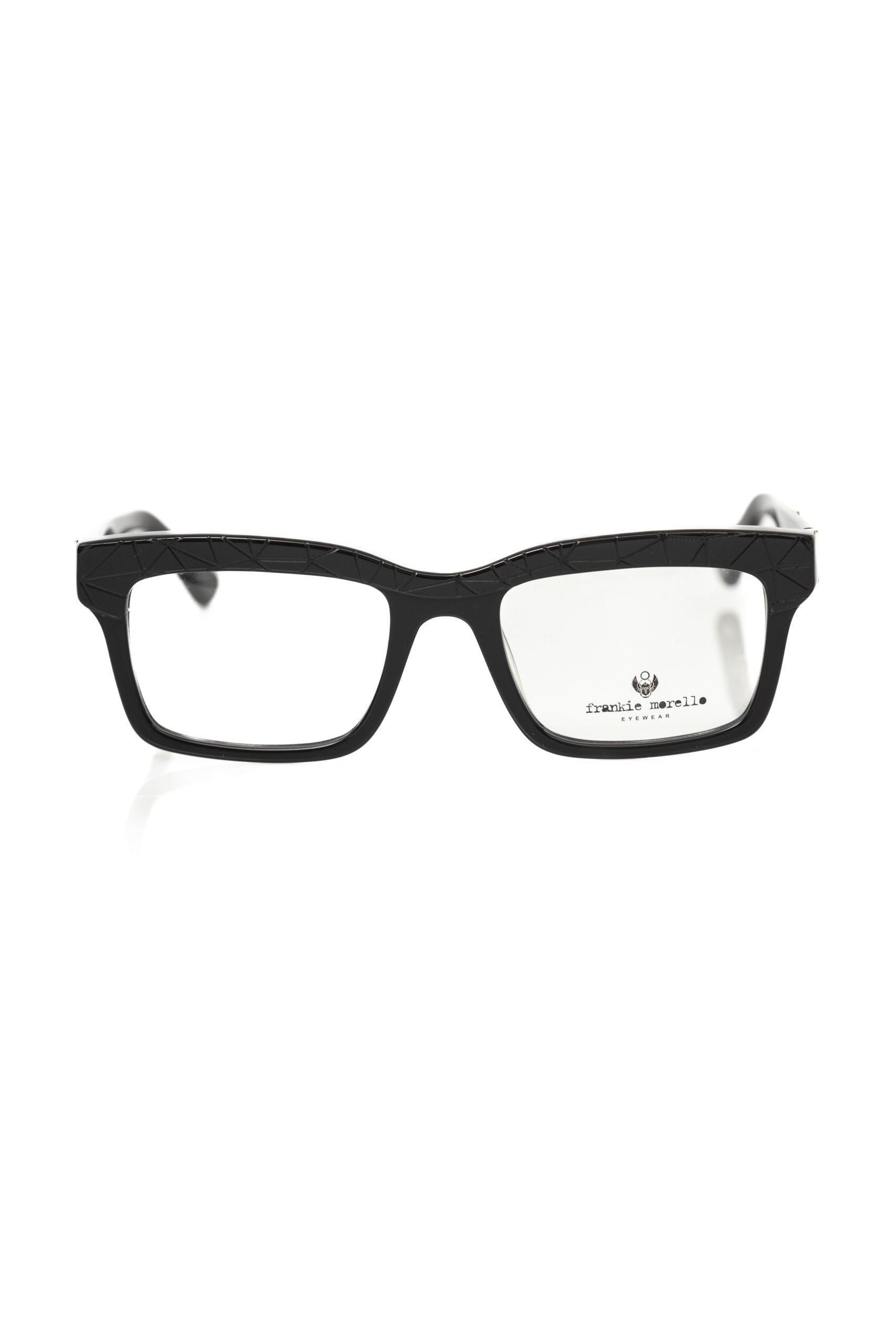 Frankie Morello Black Geometric Wayfarer Glasses