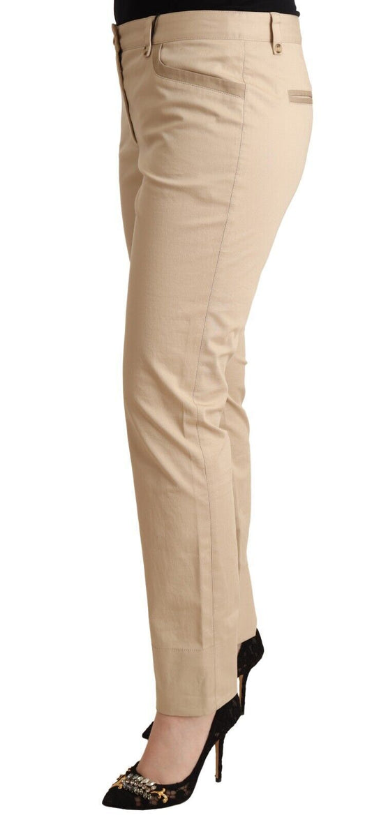 Dolce & Gabbana Elegante beigefarbene Stretch-Skinny-Hose aus Baumwolle