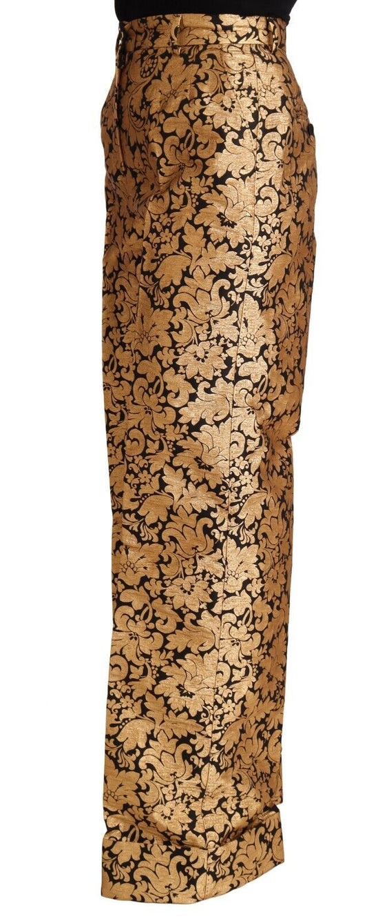 Dolce & Gabbana Elegante Hose mit hoher Taille aus geblümtem Jacquard