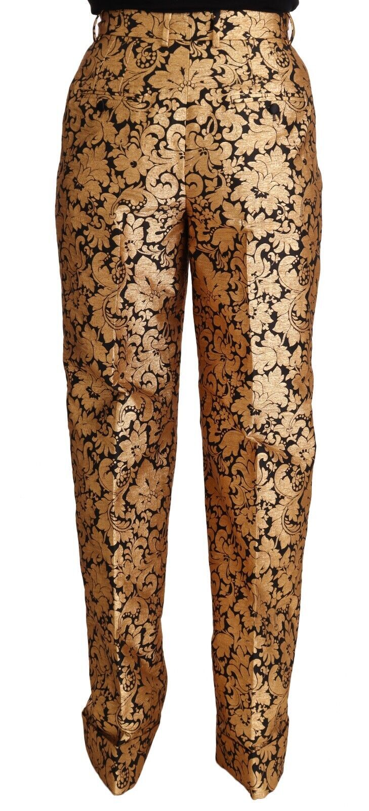 Dolce & Gabbana Elegante Hose mit hoher Taille aus geblümtem Jacquard