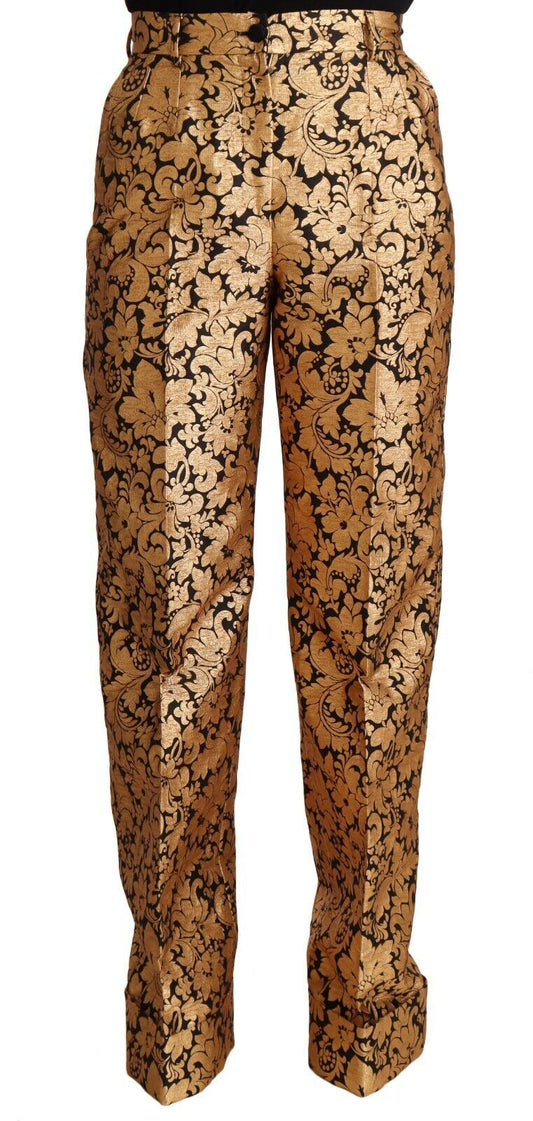 Dolce & Gabbana Elegante Hose mit hoher Taille aus geblümtem Jacquard