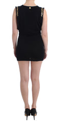 Load image into Gallery viewer, Roccobarocco Elegant sleeveless black mini dress with gold details
