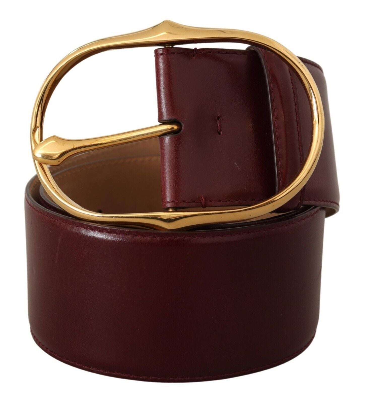 Dolce &amp; Gabbana Elegant brown leather belt with oval gold buckle