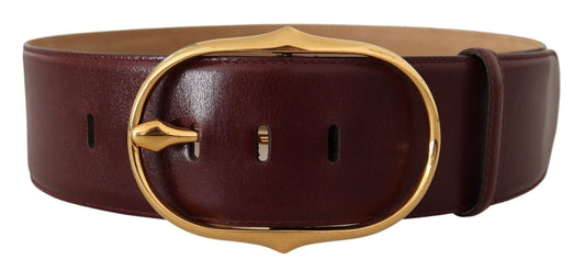 Dolce &amp; Gabbana Elegant brown leather belt with oval gold buckle