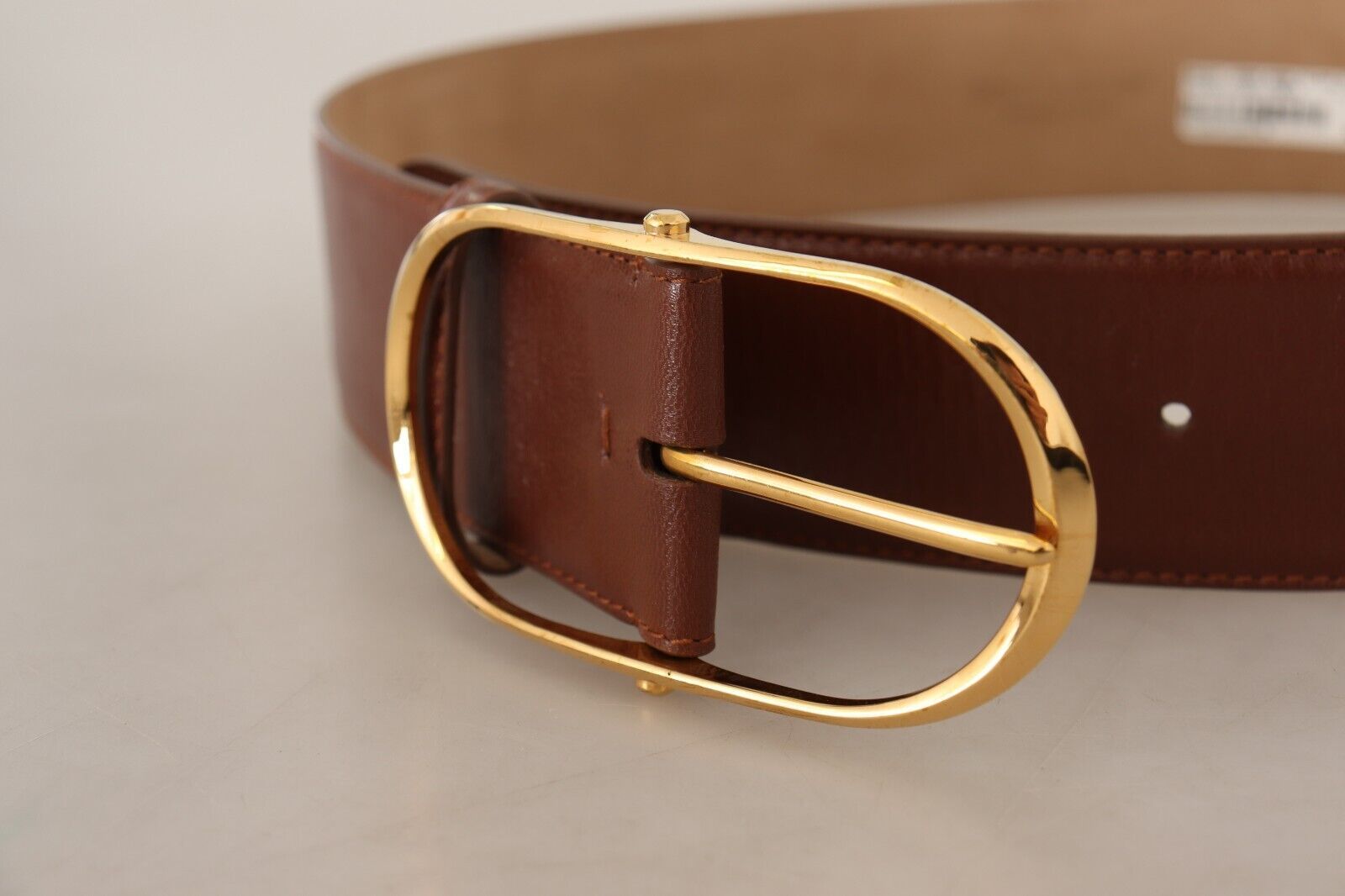 Dolce &amp; Gabbana Elegant brown leather belt with gold buckle