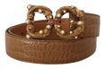 Load image into Gallery viewer, Dolce & Gabbana Elegant crocodile leather Amore belt with pearls
