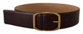 Load image into Gallery viewer, Dolce & Gabbana Elegant dark brown leather belt with gold buckle
