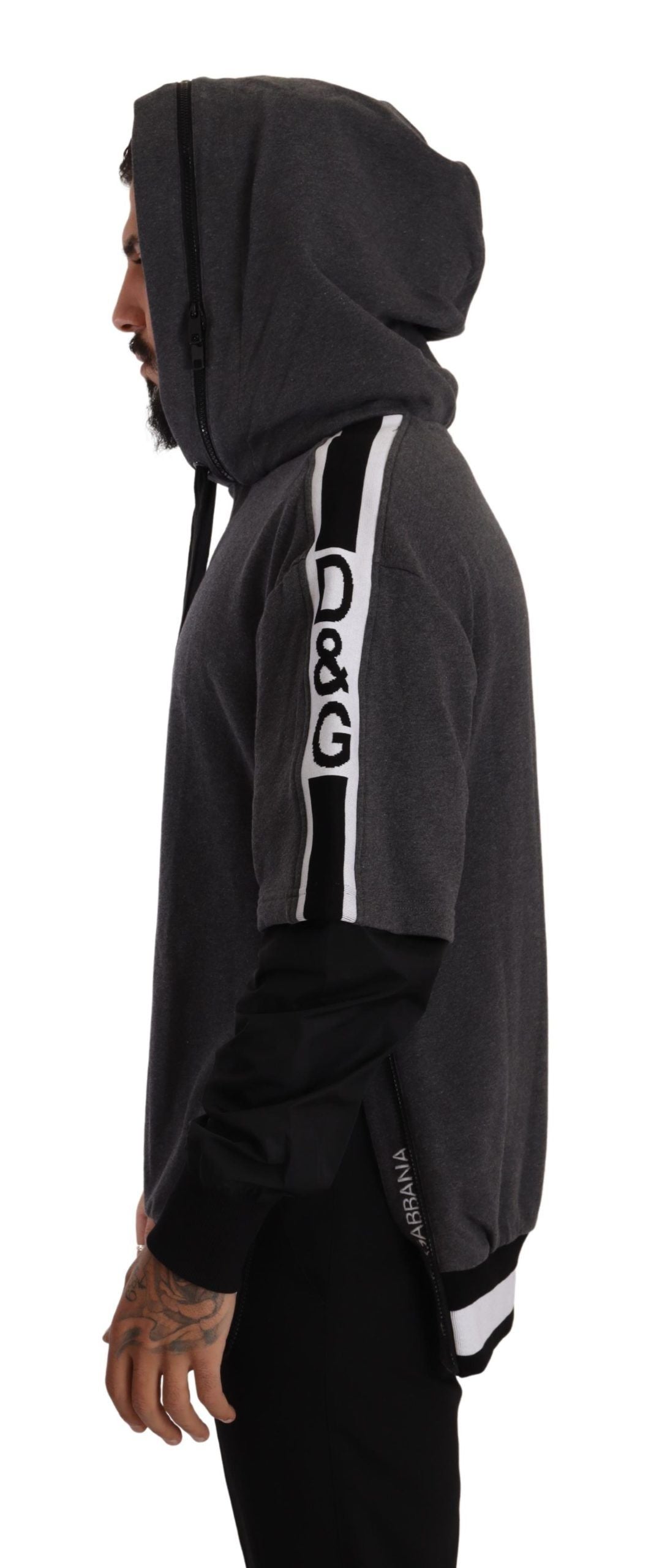 Dolce &amp; Gabbana Elegant pullover sweatshirt with black and gray hood